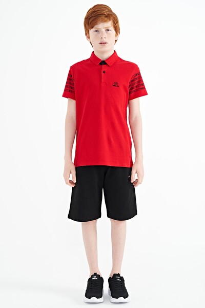 Tommylife Wholesale 7-15 Age Polo Neck Standard Fit Boys' T-Shirt 11093 Red - Thumbnail