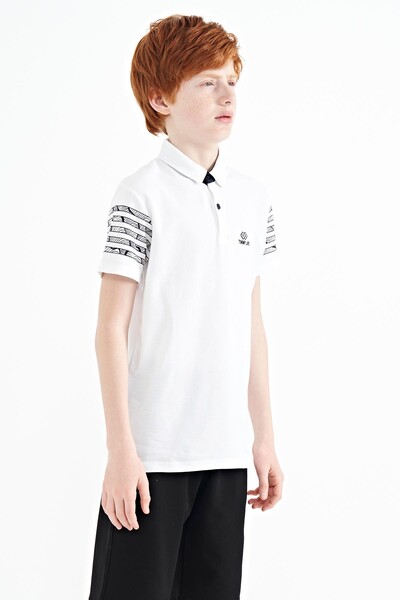 Tommylife Wholesale 7-15 Age Polo Neck Standard Fit Boys' T-Shirt 11093 White - Thumbnail