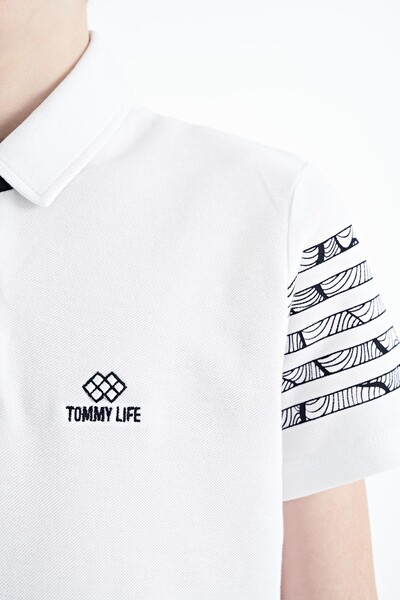 Tommylife Wholesale 7-15 Age Polo Neck Standard Fit Boys' T-Shirt 11093 White - Thumbnail