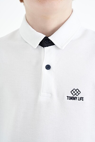 Tommylife Wholesale 7-15 Age Polo Neck Standard Fit Boys' T-Shirt 11093 White - Thumbnail