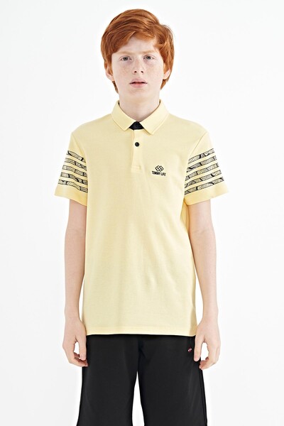 Tommylife Wholesale 7-15 Age Polo Neck Standard Fit Boys' T-Shirt 11093 Yellow - Thumbnail