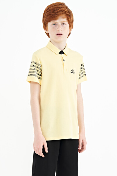Tommylife Wholesale 7-15 Age Polo Neck Standard Fit Boys' T-Shirt 11093 Yellow - Thumbnail