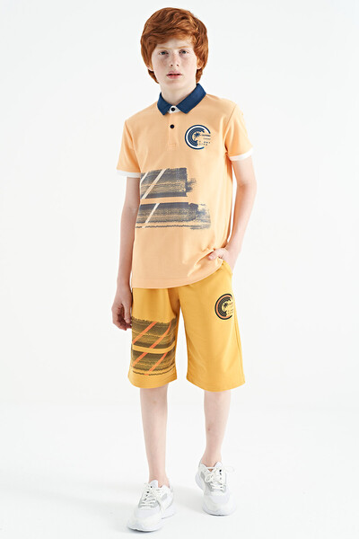 Tommylife Wholesale 7-15 Age Polo Neck Standard Fit Boys' T-Shirt 11094 Melon - Thumbnail