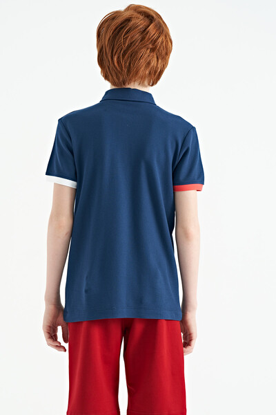 Tommylife Wholesale 7-15 Age Polo Neck Standard Fit Boys' T-Shirt 11102 Indigo - Thumbnail