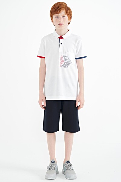 Tommylife Wholesale 7-15 Age Polo Neck Standard Fit Boys' T-Shirt 11102 White - Thumbnail