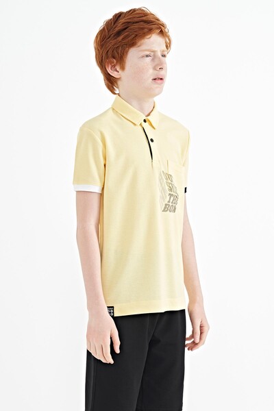 Tommylife Wholesale 7-15 Age Polo Neck Standard Fit Boys' T-Shirt 11102 Yellow - Thumbnail