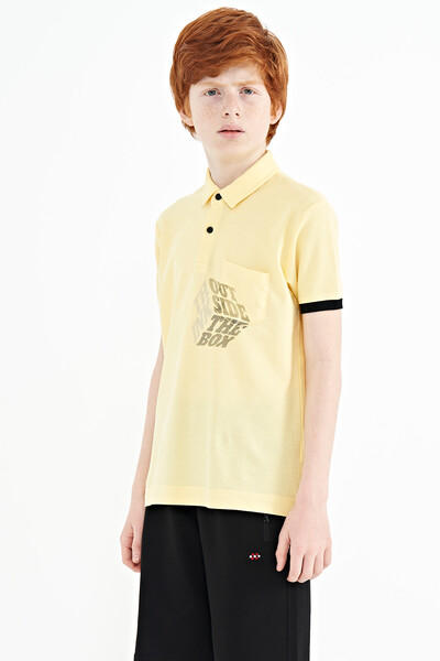 Tommylife Wholesale 7-15 Age Polo Neck Standard Fit Boys' T-Shirt 11102 Yellow - Thumbnail