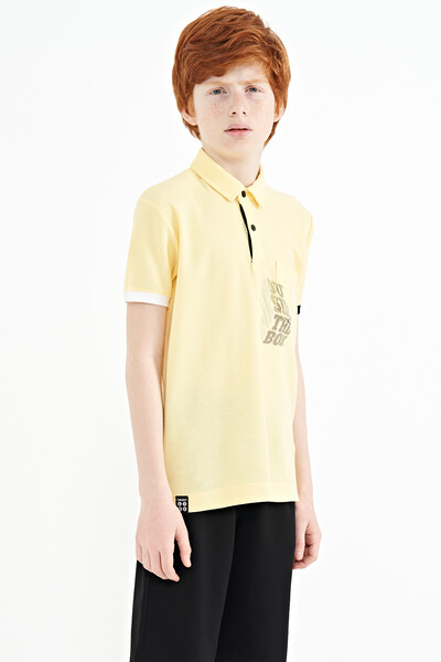Tommylife Wholesale 7-15 Age Polo Neck Standard Fit Boys' T-Shirt 11102 Yellow - Thumbnail