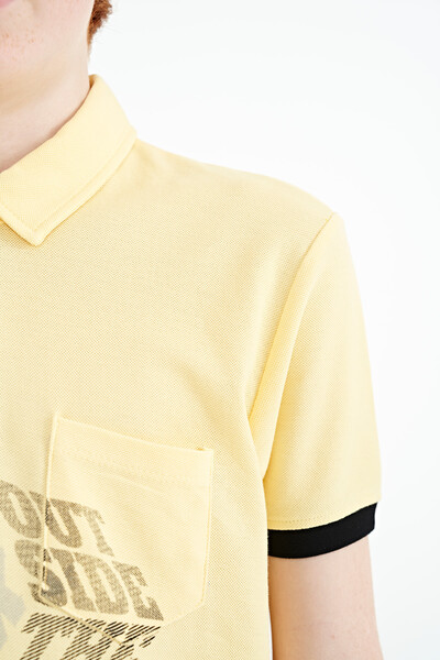 Tommylife Wholesale 7-15 Age Polo Neck Standard Fit Boys' T-Shirt 11102 Yellow - Thumbnail