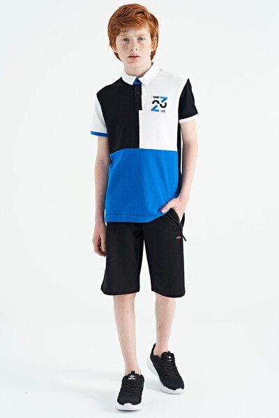 Tommylife Wholesale 7-15 Age Polo Neck Standard Fit Boys' T-Shirt 11108 Black - Thumbnail