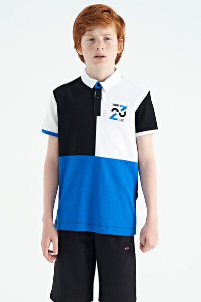 Tommylife Wholesale 7-15 Age Polo Neck Standard Fit Boys' T-Shirt 11108 Black - Thumbnail