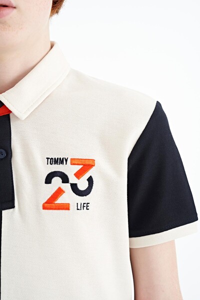 Tommylife Wholesale 7-15 Age Polo Neck Standard Fit Boys' T-Shirt 11108 Navy Blue - Thumbnail