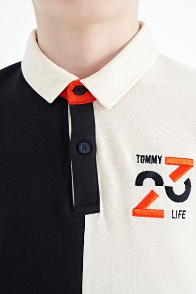 Tommylife Wholesale 7-15 Age Polo Neck Standard Fit Boys' T-Shirt 11108 Navy Blue - Thumbnail