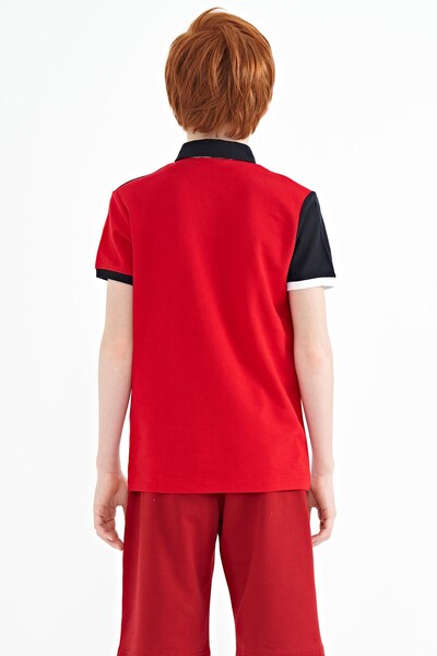 Tommylife Wholesale 7-15 Age Polo Neck Standard Fit Boys' T-Shirt 11108 Red - Thumbnail