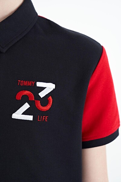 Tommylife Wholesale 7-15 Age Polo Neck Standard Fit Boys' T-Shirt 11108 Red - Thumbnail