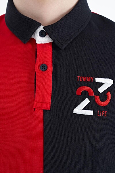 Tommylife Wholesale 7-15 Age Polo Neck Standard Fit Boys' T-Shirt 11108 Red - Thumbnail