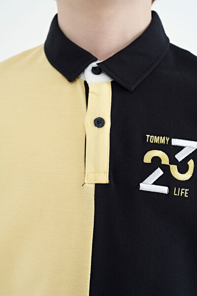 Tommylife Wholesale 7-15 Age Polo Neck Standard Fit Boys' T-Shirt 11108 Yellow - Thumbnail