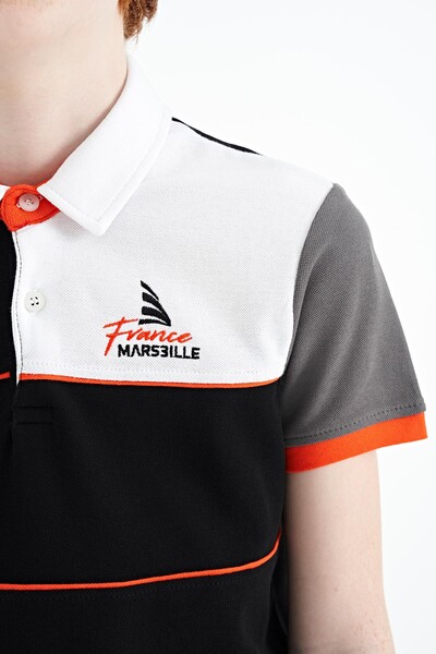 Tommylife Wholesale 7-15 Age Polo Neck Standard Fit Boys' T-Shirt 11109 Black - Thumbnail