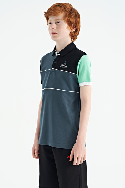 Tommylife Wholesale 7-15 Age Polo Neck Standard Fit Boys' T-Shirt 11109 Forest Green - Thumbnail