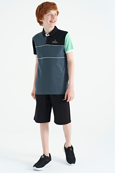 Tommylife Wholesale 7-15 Age Polo Neck Standard Fit Boys' T-Shirt 11109 Forest Green - Thumbnail