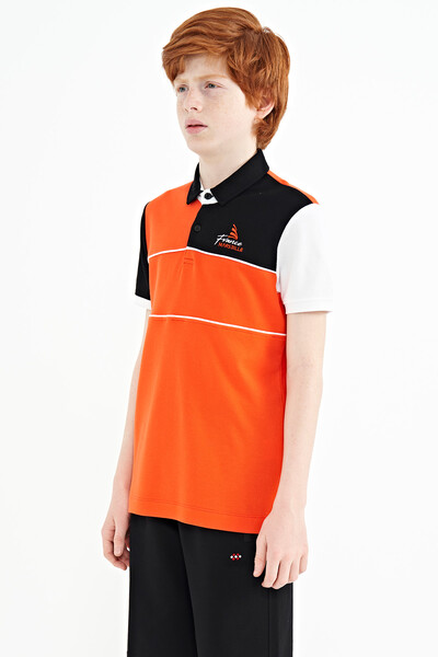 Tommylife Wholesale 7-15 Age Polo Neck Standard Fit Boys' T-Shirt 11109 Orange - Thumbnail