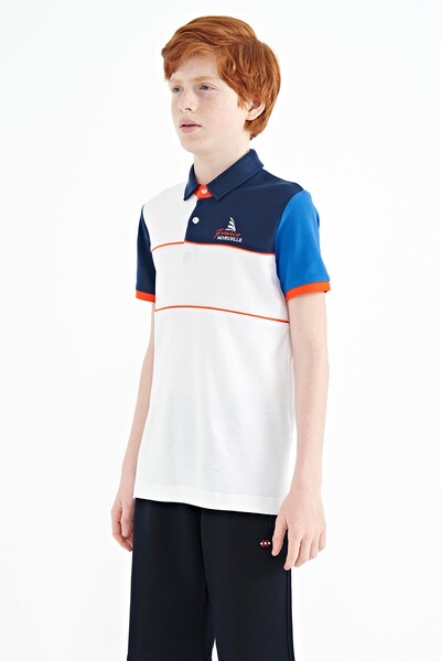 Tommylife Wholesale 7-15 Age Polo Neck Standard Fit Boys' T-Shirt 11109 White - Thumbnail