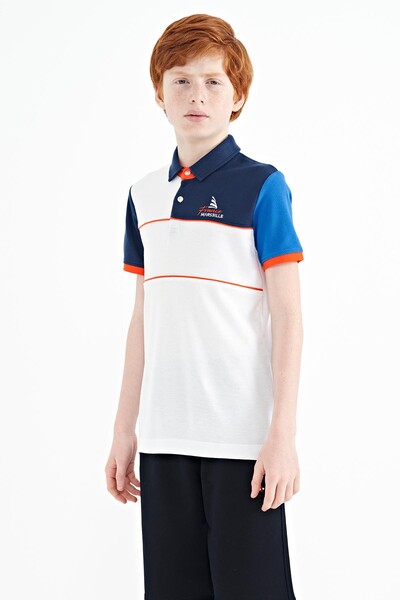 Tommylife Wholesale 7-15 Age Polo Neck Standard Fit Boys' T-Shirt 11109 White - Thumbnail