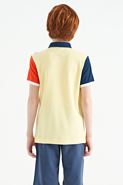 Tommylife Wholesale 7-15 Age Polo Neck Standard Fit Boys' T-Shirt 11109 Yellow - Thumbnail