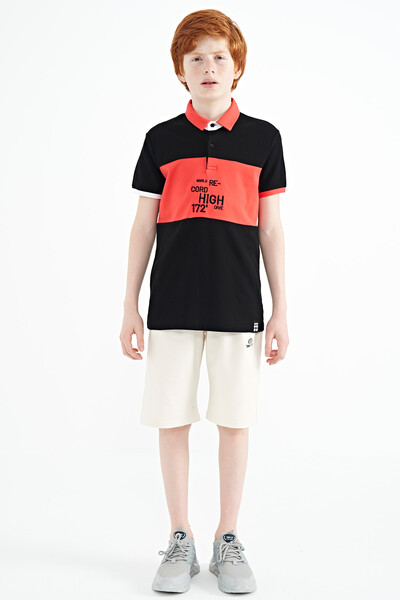 Tommylife Wholesale 7-15 Age Polo Neck Standard Fit Boys' T-Shirt 11110 Black - Thumbnail