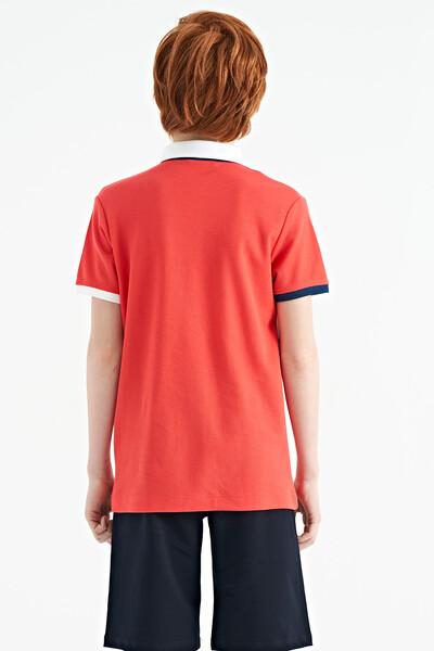 Tommylife Wholesale 7-15 Age Polo Neck Standard Fit Boys' T-Shirt 11110 Coral - Thumbnail