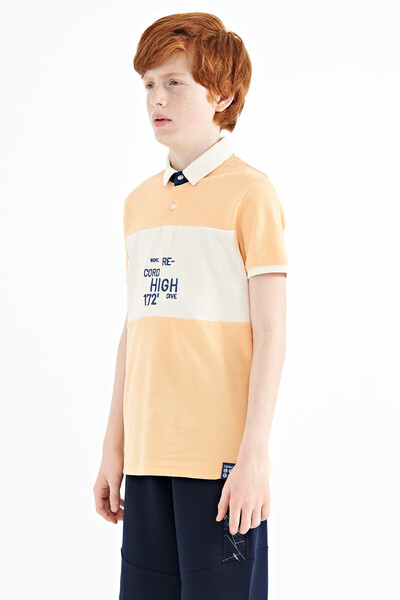 Tommylife Wholesale 7-15 Age Polo Neck Standard Fit Boys' T-Shirt 11110 Melon - Thumbnail