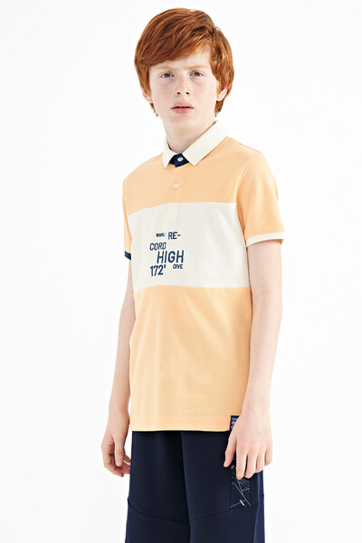 Tommylife Wholesale 7-15 Age Polo Neck Standard Fit Boys' T-Shirt 11110 Melon - Thumbnail