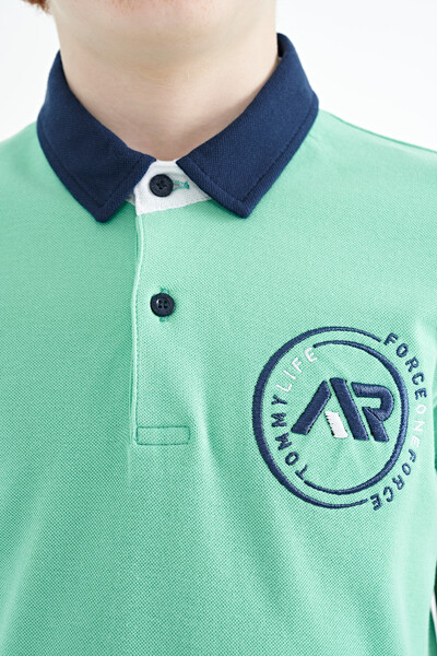 Tommylife Wholesale 7-15 Age Polo Neck Standard Fit Boys' T-Shirt 11138 Aqua Green - Thumbnail