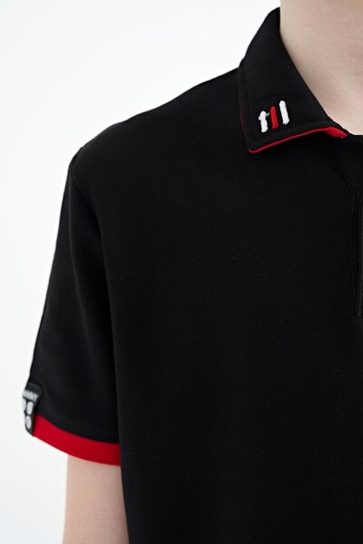 Tommylife Wholesale 7-15 Age Polo Neck Standard Fit Boys' T-Shirt 11139 Black - Thumbnail