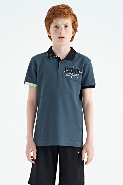 Tommylife Wholesale 7-15 Age Polo Neck Standard Fit Boys' T-Shirt 11139 Forest Green - Thumbnail