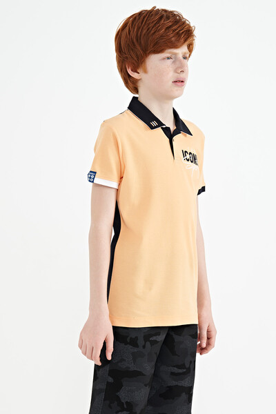 Tommylife Wholesale 7-15 Age Polo Neck Standard Fit Boys' T-Shirt 11139 Melon - Thumbnail