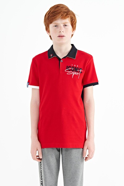 Tommylife Wholesale 7-15 Age Polo Neck Standard Fit Boys' T-Shirt 11139 Red - Thumbnail
