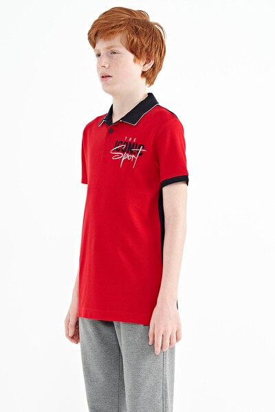 Tommylife Wholesale 7-15 Age Polo Neck Standard Fit Boys' T-Shirt 11139 Red - Thumbnail