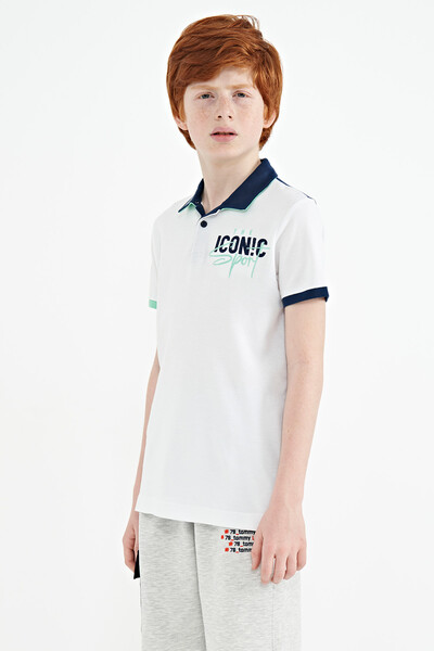 Tommylife Wholesale 7-15 Age Polo Neck Standard Fit Boys' T-Shirt 11139 White - Thumbnail