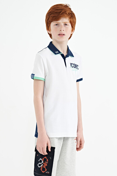 Tommylife Wholesale 7-15 Age Polo Neck Standard Fit Boys' T-Shirt 11139 White - Thumbnail