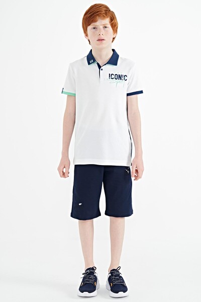 Tommylife Wholesale 7-15 Age Polo Neck Standard Fit Boys' T-Shirt 11139 White - Thumbnail