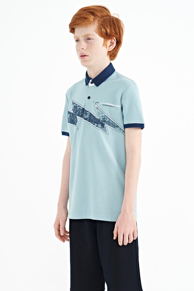 Tommylife Wholesale 7-15 Age Polo Neck Standard Fit Boys' T-Shirt 11154 Light Blue - Thumbnail