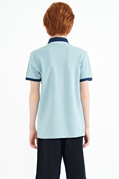 Tommylife Wholesale 7-15 Age Polo Neck Standard Fit Boys' T-Shirt 11154 Light Blue - Thumbnail
