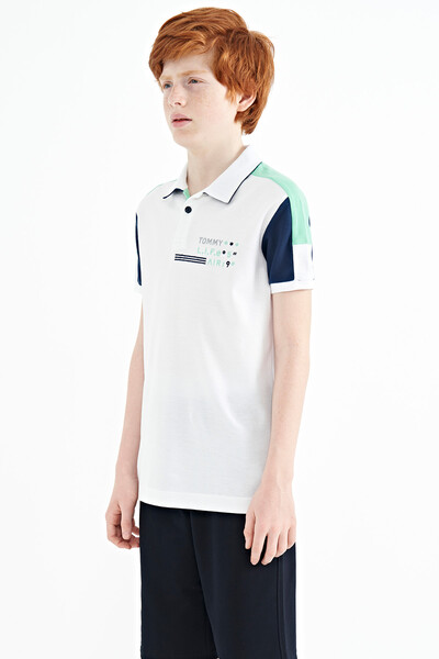 Tommylife Wholesale 7-15 Age Polo Neck Standard Fit Boys' T-Shirt 11155 White - Thumbnail