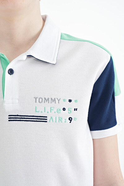 Tommylife Wholesale 7-15 Age Polo Neck Standard Fit Boys' T-Shirt 11155 White - Thumbnail