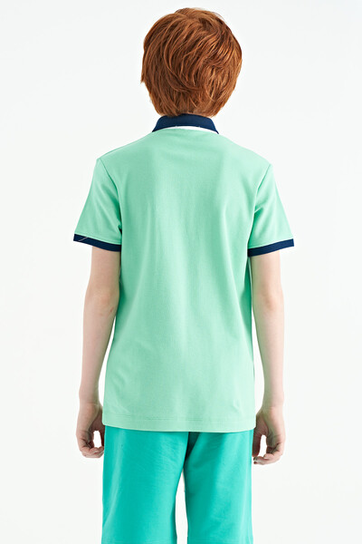 Tommylife Wholesale 7-15 Age Polo Neck Standard Fit Printed Boys' T-Shirt 11144 Aqua Green - Thumbnail
