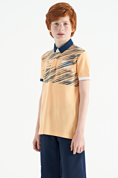 Tommylife Wholesale 7-15 Age Polo Neck Standard Fit Printed Boys' T-Shirt 11161 Melon - Thumbnail