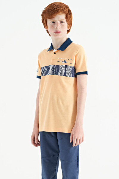Tommylife Wholesale 7-15 Age Polo Neck Standard Fit Printed Boys' T-Shirt 11162 Melon - Thumbnail