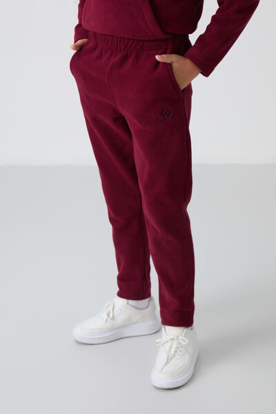 Tommylife Wholesale 7-15 Age Stand Collar Boys' Fleece Tracksuit Set 11218 Bordeaux - Thumbnail