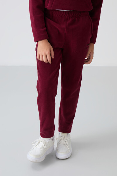 Tommylife Wholesale 7-15 Age Stand Collar Boys' Fleece Tracksuit Set 11218 Bordeaux - Thumbnail